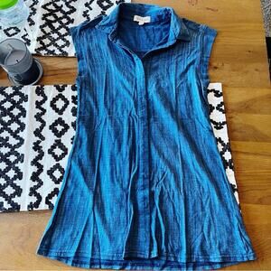 Cloth & Stone blue distress wash sleeveless tunic top womens size XS minimalist